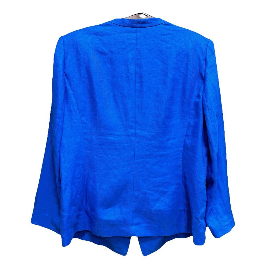 LAFAYETTE 148 Women's Sz 16 Royal Blue Linen Blazer Jacket Coastal Quiet Luxury - Picture 3 of 8